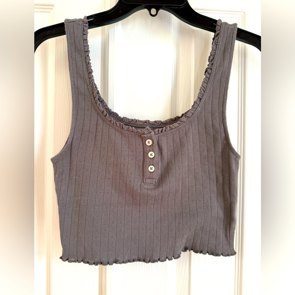 American Eagle Outfitters Gray Ribbed Tank Top